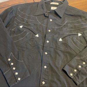 Mens Panhandle Slim XXL long sleeve black pearlsnap shirt